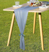 Chiffon bordslöpare 70x300cm Romantisk bröllopslöpare grey blue