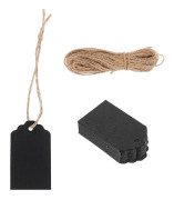 Kraftpapper Etikett Presenter Förmåner Bakning Matförpackningsetiketter med Rep för Bröllop Svart 5X3CM Vågkant Romantisk 1Set