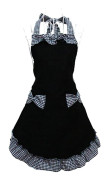 Söt Röd Retro Köksdam Apron Klänning i Bomull med Polka Dot Mönster Vintage Jul