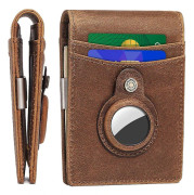 Airtag Plånbok Äkta Läder Plånbok Herr Slim Plånbok Med Pengaclip Slim Herr Plånbok Med Rfid Blockering Framficka Plånbok Minimalistisk Plånbok (mörk Brown
