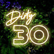 Dirty 30 Födelsedags Neonljusskylt för Henne, Dirty Thirty 30-årsdag Dekorationer, Neonskylt för Väggbakgrundsdekor 40x17cm
