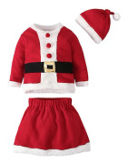 Småbarn Baby Flickor Jul Fru Claus Kostym Set Barn Fleece Långärmad Toppar Tutu A-linje Kjol Tomtehatt Jul Party Fancy Dress Up Outfits 4-5 Years