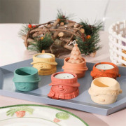 Snowman Tealight Candle Holders Silicone Mold for Cement DIY Christmas Candlestick Holder Making Supplies Christmas Ornaments