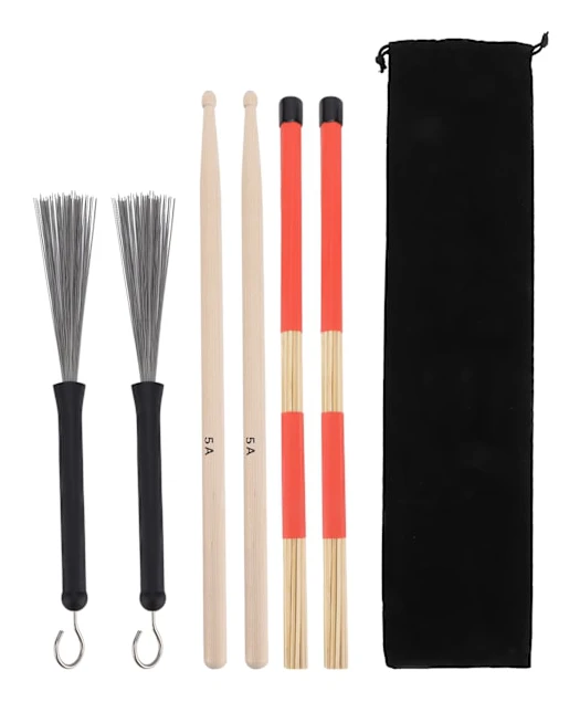 Trumpinnar Set 5A Klassiskt Maple Rod Instrumenttillbehör med infällbara borstar för jazz