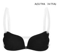 1st Osynlig BH för Kvinnor Push Up Silikon BH med Transparenta Band Rygglös Black A