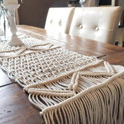 Macramé Bordlöpare, Boho Bröllopstabell Dekoration, Vintage Lanthus och Bohemian Matrumsstil