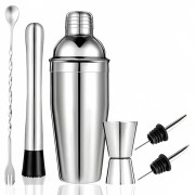 Cocktail Shaker Set 6 delar för professionella bartenders Nybörjare Rostfria shakers 750ml