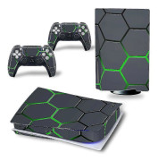 PS5-klistermärken Vinyl Skin Decals Dekoration för Playstation 5 Konsol Kontroller (FMY) Black Grid