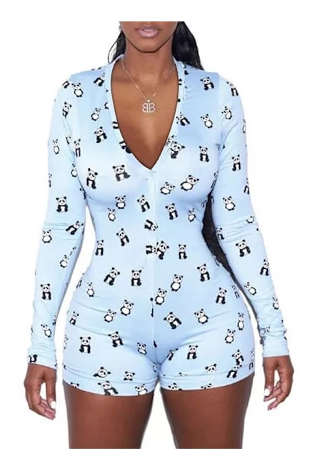 Kvinnors Shorts One Piece Pyjamas Rompers Onesies Kvinnor