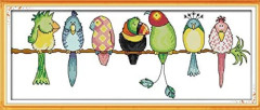 Cross Stitch Kit Stamped Full Range of Embroidery Starter Kits for Beginners DIY 11 CT 3 Strands - Colorful Parrots