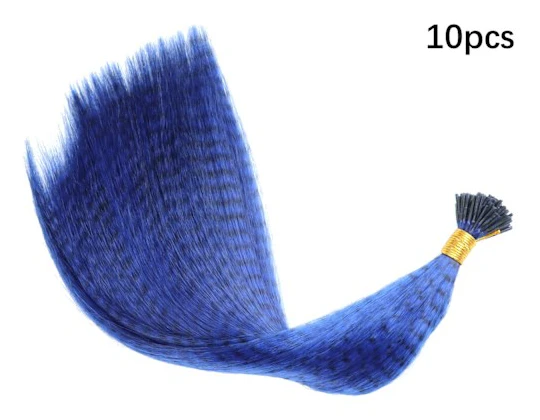 Färgade hårstrån för fjäderförlängning 10 stycken I Tip Syntetisk hårstrå Fake Hair Zebra Line Feather Extensions 9 Length 16inches 40cm