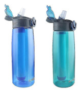 2st 650ml utomhusvattenfilterflaska camping vandringsfilter vattenflaska renare plast vattenkopp
