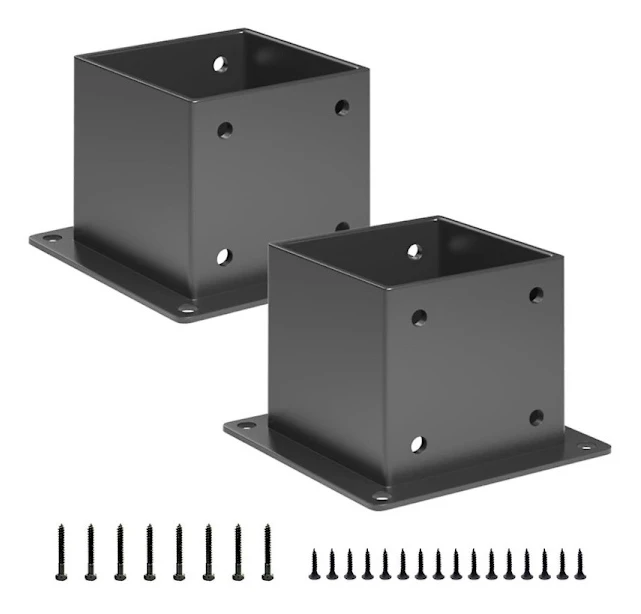 2 st Pergola Stolpfäste Kraftig Stolpförankring Trästolpsstöd Kit För 4tumx4tum Lusthus Däck R