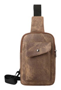 Axelremsväska Bröstväska med Justerbar Rem Axelväska Rese Sling Bag Casual Ryggsäckar för Utomhusvandring läder brun leather brown