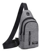 Crossbody Chest Bag Pack Shoulder Sling Ryggsäck för män Outdoor Travel Sport - on stock Gray