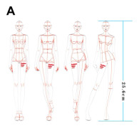 Kvinnor Mode Ritning Linjal Figur Mall för Illustration Sk