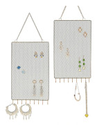 2-pack Örhänge Vägghållare Organizer Stud Örhänge Hållare Dekorativ diamant rutnätsform med krokar för halsband Armband