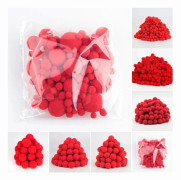 Red Pompom 8mm 10mm 15mm 20mm 25mm 30mm Pompon Balls for DIY Party Home Wedding Decor Garment Sewing Kid Toy Crafts Supplies 20g