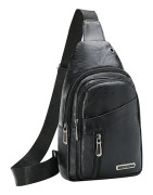 Crossbody-väskor för män Bröstväska för män Designer Messenger-väska Lea Black