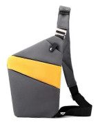 Peaksta Slim Carry, Den tunna axelremsväskan stöldskydd crossbody-väska för resor [DB] Dark Grey with Yellow Right Shoulder