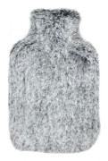 Furry varmvattenflaska med handväska 2L (silvergrå)