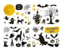 Klistermärke Halloween Dekoration Deco DIY Fönsterdekaler Glas Vinyl Dörr Pumpa Spindel Fladdermus Väggdekaler Mural för Inomhus Hem Butik PartyA