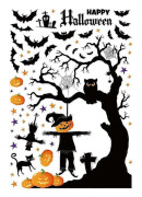 Avtagbara Halloween Väggdekaler Skräckhäxa Pumpa Fönsterdekorationer för Halloweenfest Hem