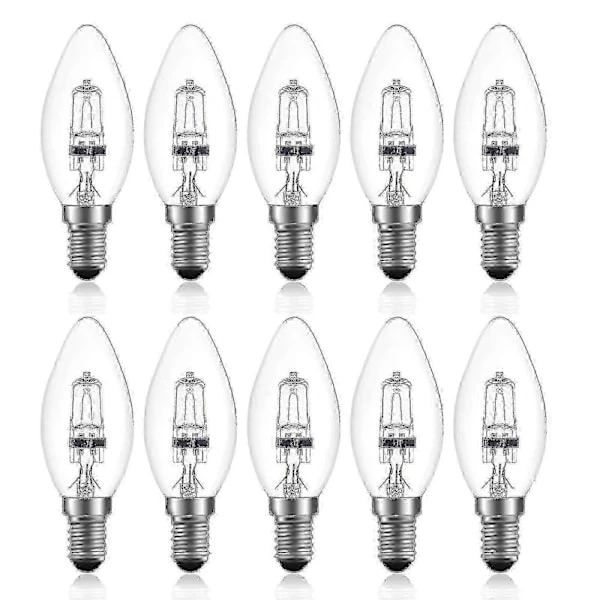 42w E14 C35 Dimbar Halogenlampa Ac 220-240v Varmvit 2700k E14 Transparent Halogenljuskälla (10st) [DB]