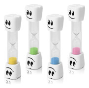 Barn 2 minuters tandborste timglas timer - Set med 7 små blå rosa smiley timglasögon