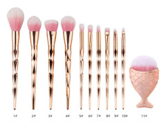 11Pcs Diamond Makeup Brush Set Big Fish Tail Foundation Powder Brushs 20x2.0x1.4cm New fashion design Makeup Brush