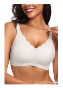 Seamless Wireless Full-Coverage Cotton Bra - Breathable, Lift, Gather, Plus Sizes White 3XL White 3XL