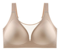 Seamless Wide-Strap Nylon Bra - Full Coverage Push-Up, Removable Pads, Four-Season Vest Mesh Design skin 3XL skin 3XL