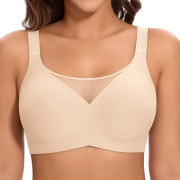 Trådlös Push Up BH med 3D-kupor - Perfekt för Komfort i Stora Storlekar Beige Beige