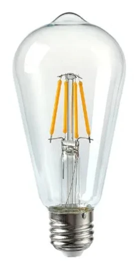 Transparent Glas LED-lampa E27 Sockel ST64 Form 2 Watt Varmvit Gul Dubbel Filament 4,6 cm Bredd 14,5 cm Höjd Dekorativ Belysning