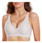 Sömlös Trådlös BH med 3D-Stöd, Mjuk Kupa, Storlek L: Komfort och Stöd hela Dagen, Perfekt Passform under T-shirts White White