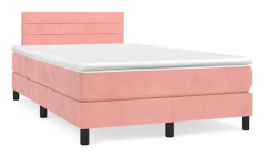 Lit 120x190 - Maison Exclusive - Rosa sammet - Ribbotten - Madrass 20 cm pocketfjädrar