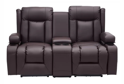 Loveseat reclinersoffa, 160,1x166,5x82 cm, brun, PU konstläder