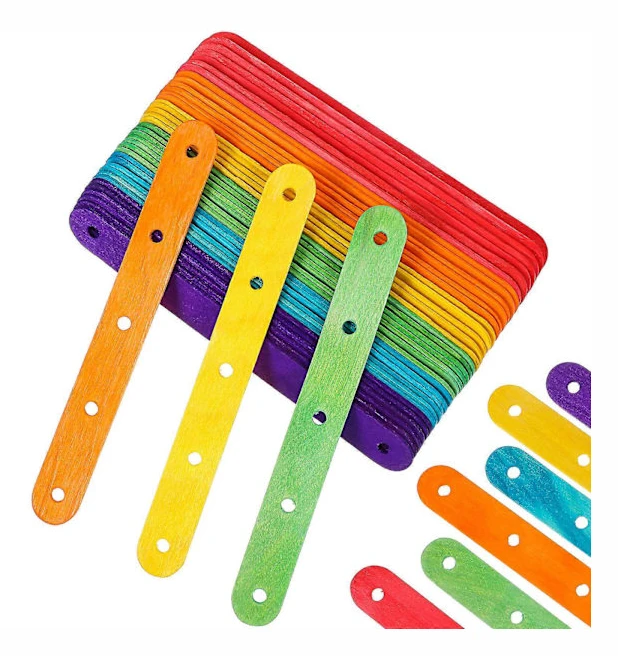 Livsmedelsgodkända glasspinnar Färgade Mini Craft Sticks för barn Flerfärgade 15.00X1.70X0.10CM Ispinnar 100st