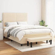 Maison Exclusive - Sängbotten med lameller och crème madrass 140x200 cm tyg