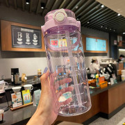 Stor Sportvattenflaska med Dubbla Utlopp, 1.5L PC Material Lila