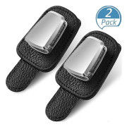 2-pack Bilglasögonhållare Universal bilvisir Solglasögonhållare Clip Läder Glasögon Hängare och biljettkort Clip Glasögonfäste för bil (svart)