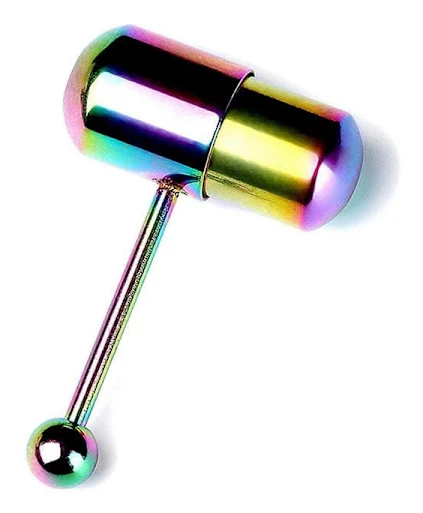 Vibrerande tungpiercingring i rostfritt stål, barbell tungpiercingsmycke, tungstav, kroppspiercing och barbell tungringar