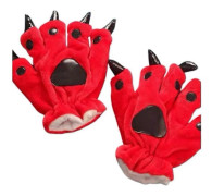 Röda Djurtass Tofflor För Vuxna Barn Söta Monstertass Tofflor Tecknade Mjuka Plysch Varma Hem Tofflor Gloves 25 to 34 for kids