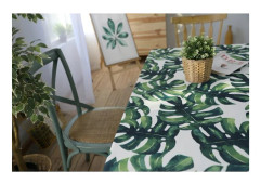 Drizzle Tablecloth Plants Monstera Palm Green Leaf Rectangular Ta