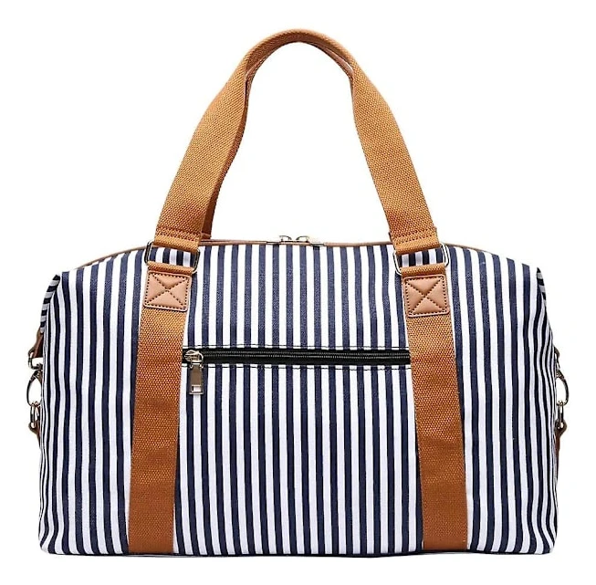 Striped Canvas Retro Style Women's Travel Bag