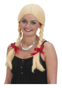 Peruk blond med flätor