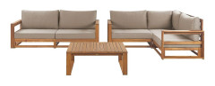 Loungegrupp Timor 4-sits Ljus trä/grått/beige, Ja - Ljus trä/grått/beige, Ja