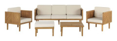 Trädgårdsgrupp Akaciaträ Ljusbeige Kuddar 5-sits Modern Design Utomhus Set