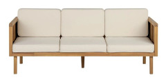 Trädgårdssoffa Akaciaträ 76 cm Ljusbeige Sittkudde Ribbad Design Utomhus Veranda Modern Stil