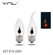 LED-ljuslampa E14 E27 LED-flammeffektlampa AC220V Edison-emulering Brandbelysning Vintage Heminredning Ampull Ljuslampa E14 Candle